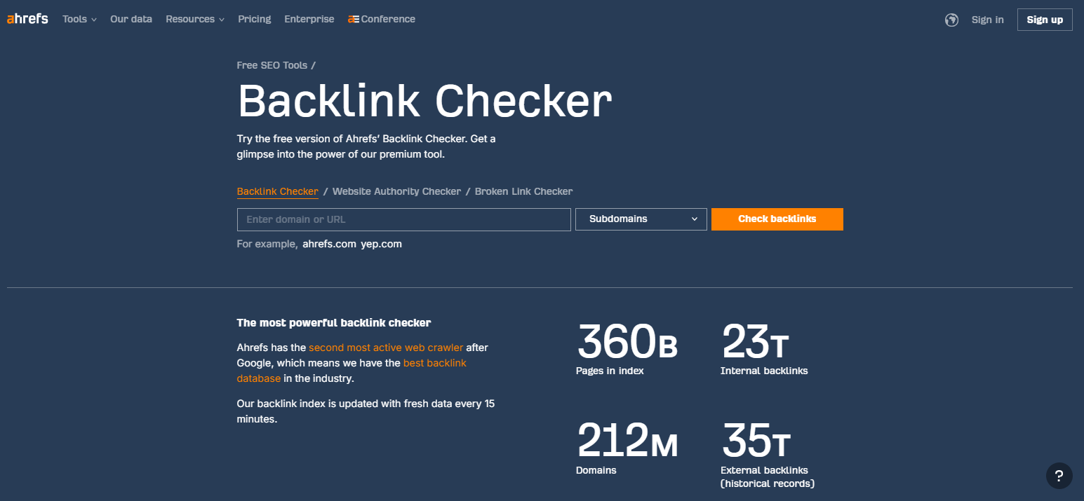 ahrefs backlink checker